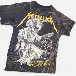 Vintage Y2K Metallica “Their Money Tips the Scales Again” Distressed Band Tee